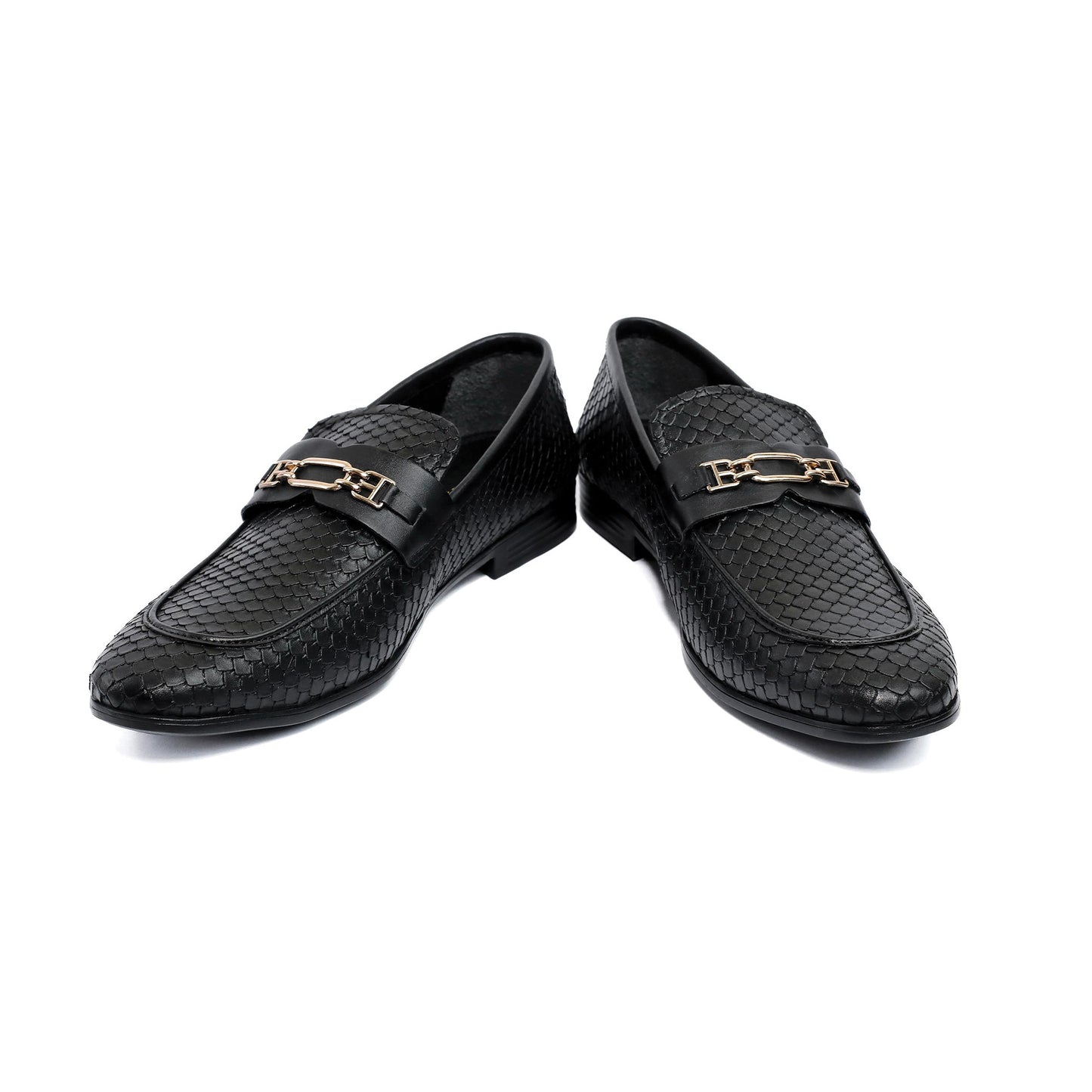 BLACK TEXTURED LEATHER SHOES