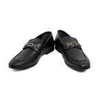 BLACK TEXTURED LEATHER SHOES