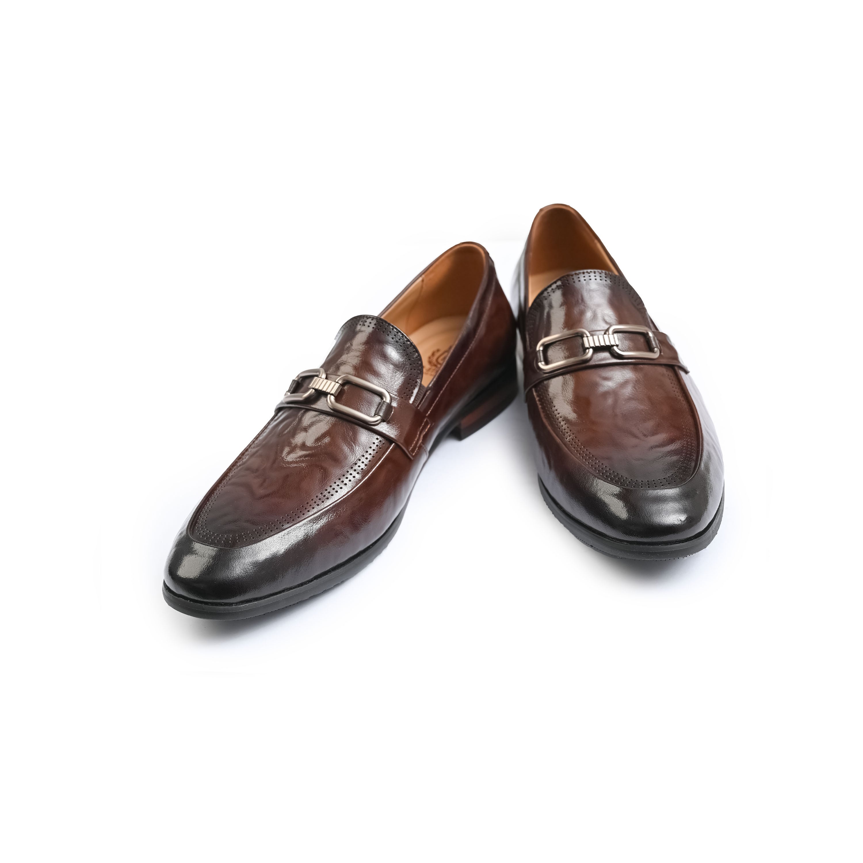 BROWN TEXTURED DOTTED SHOES