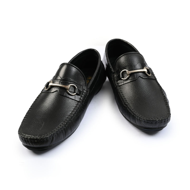 BLACK LEATHER MOCCASIN