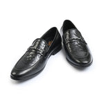 BLACK FAUX PATENT SHOES