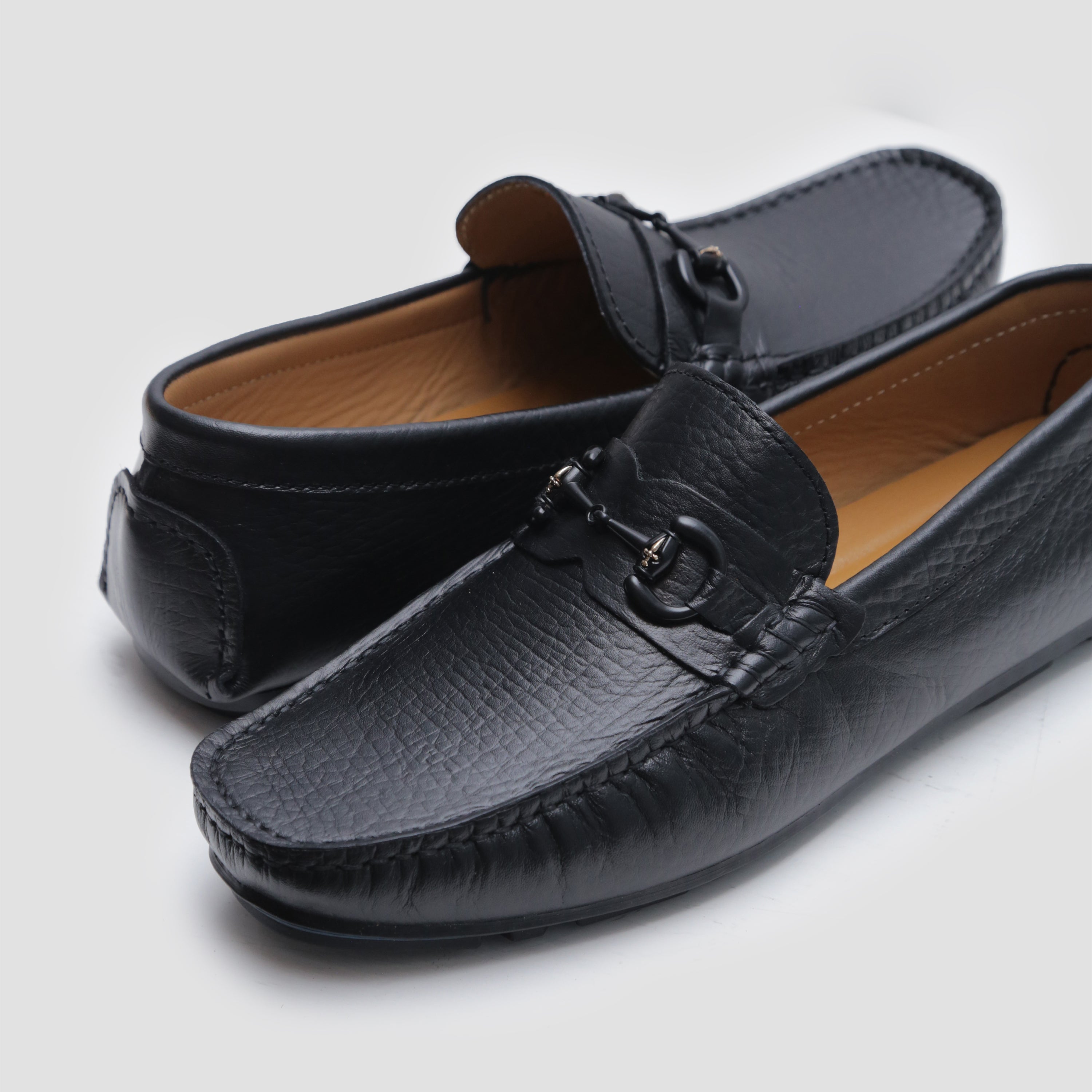 BLACK MILT LEATHER MOCCASIN