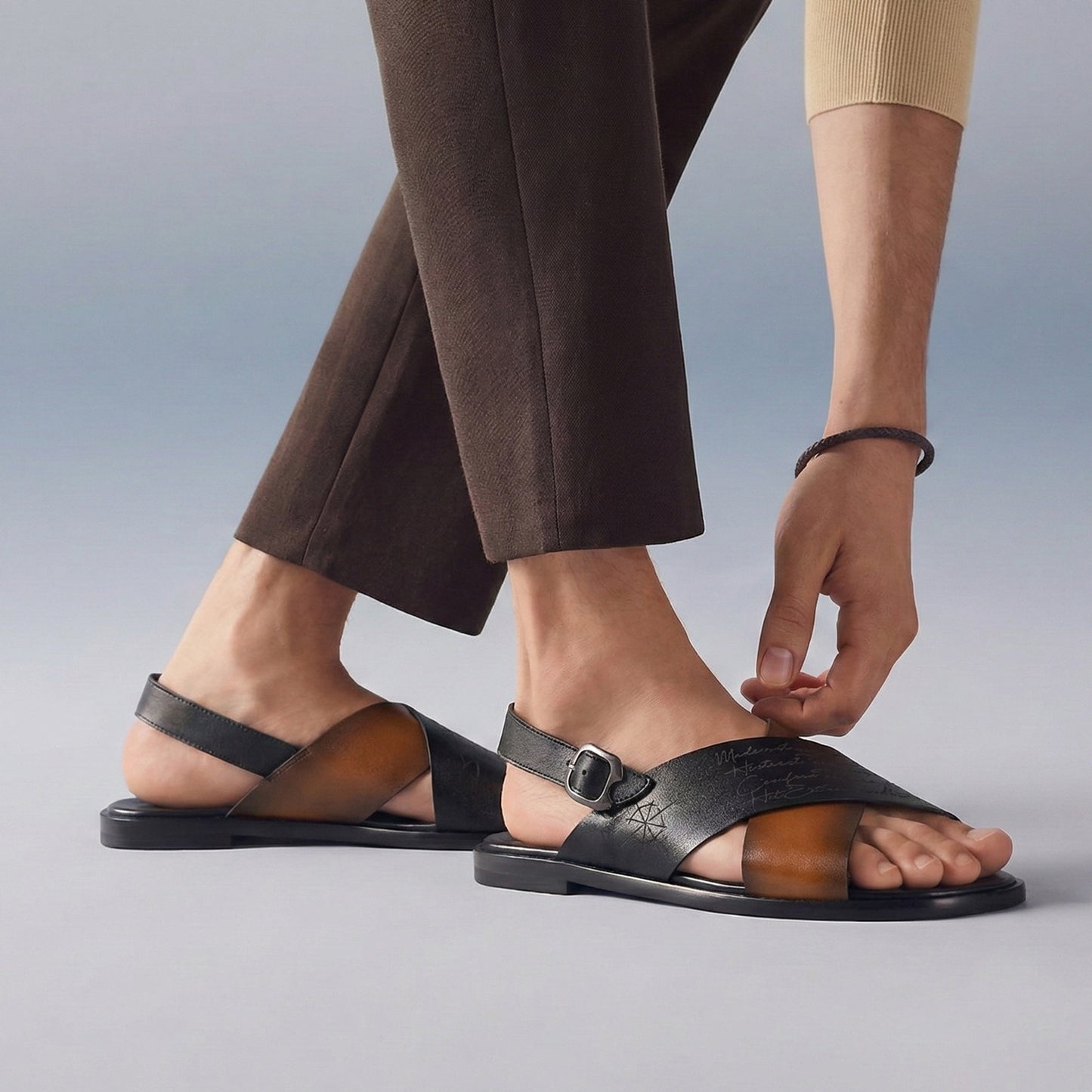 WRITING LEATHER EVA SANDAL