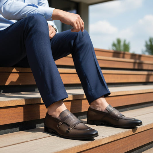 DOUBLE BUCKLE LEATHER SHOES