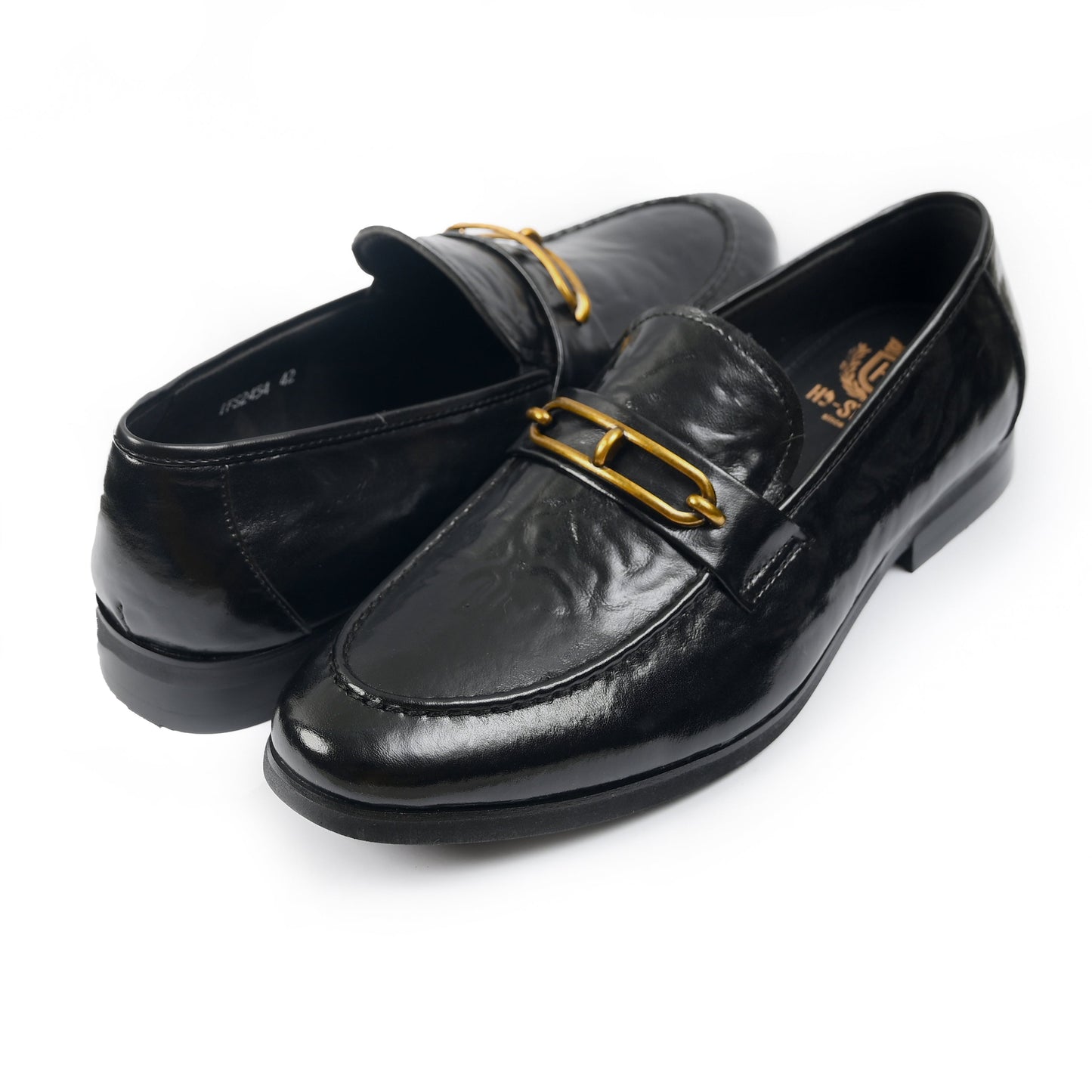 BLACK PATENT BUCKLE SHOES