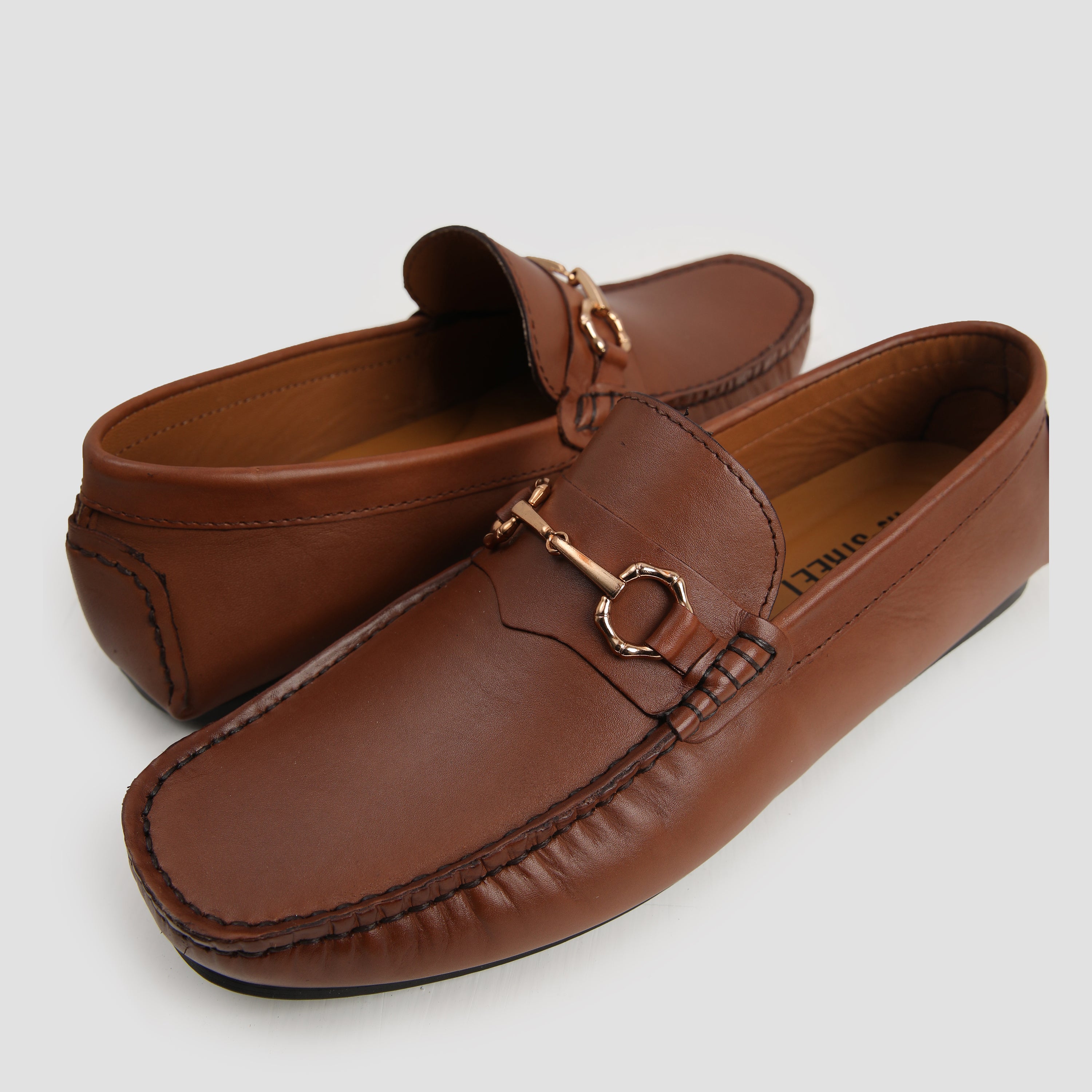 BROWN MOCCASIN WITH GOLDEN BUCKLE