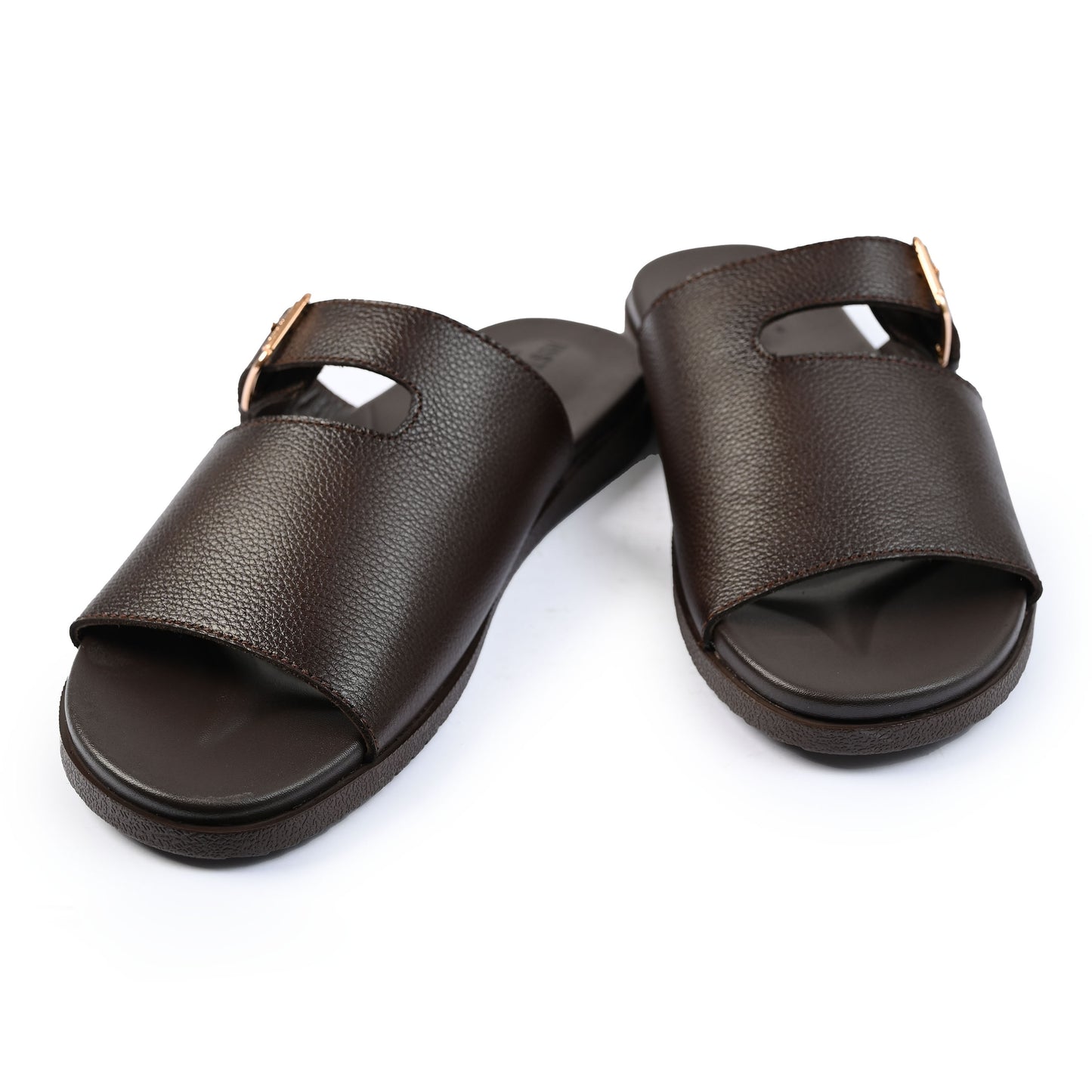 BROWN LEATHER COMFY SLIPPER