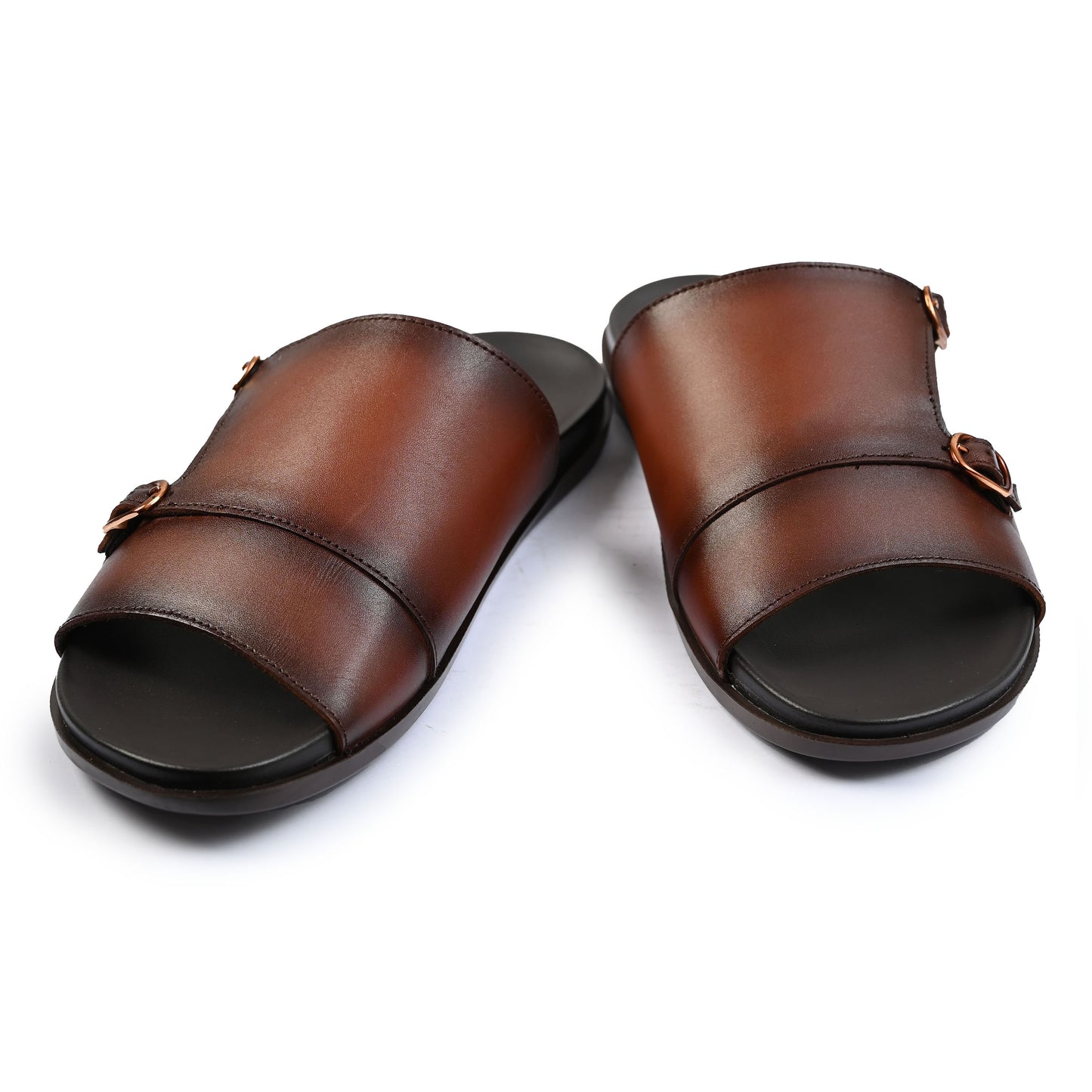 DOUBLE BUCKLE LEATHER SLIPPER