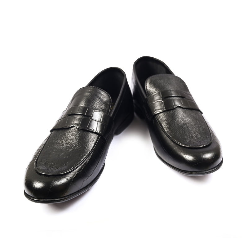 BLACK SPLIT LEATHER SHOES