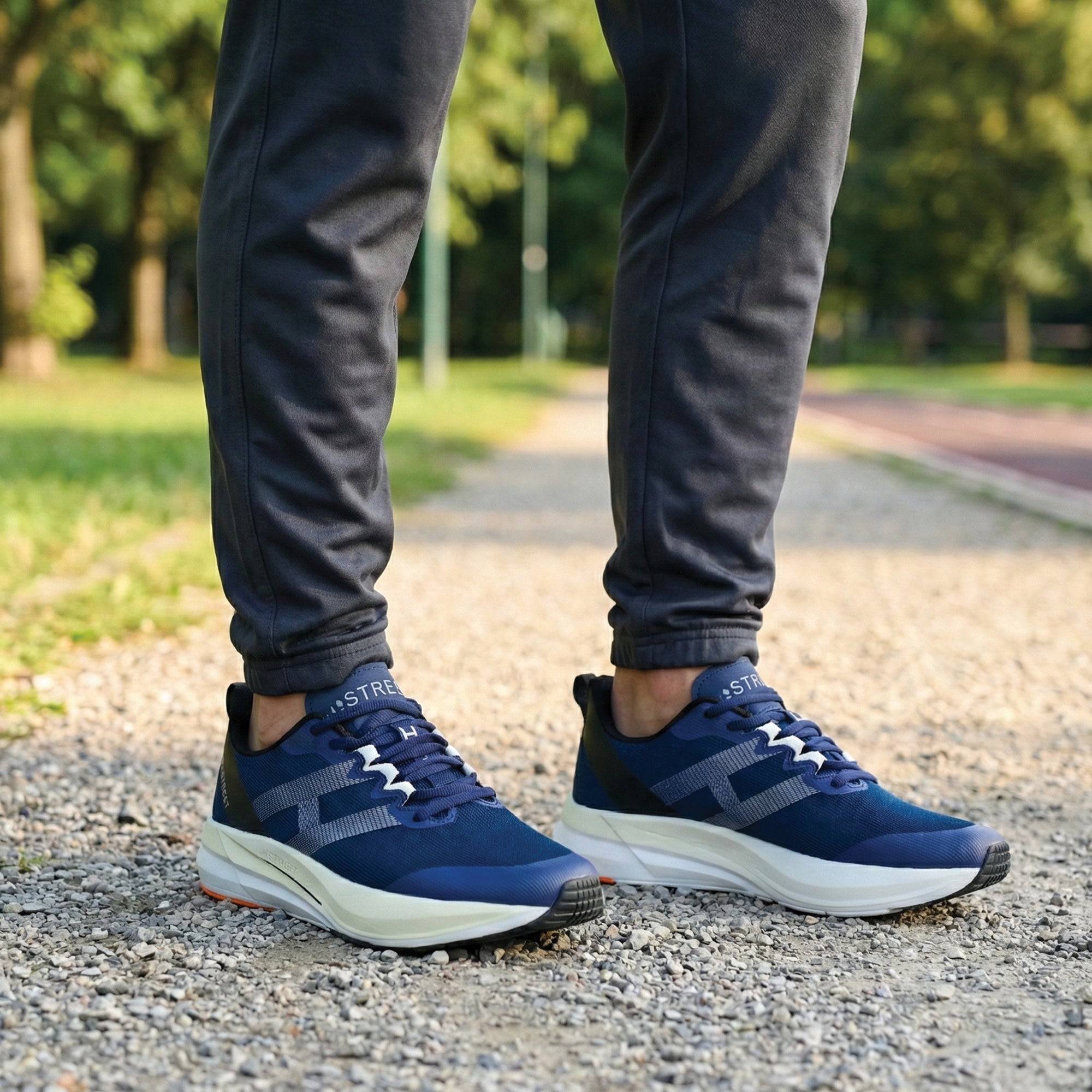 BLUE LACE UP TRAINER SHOES