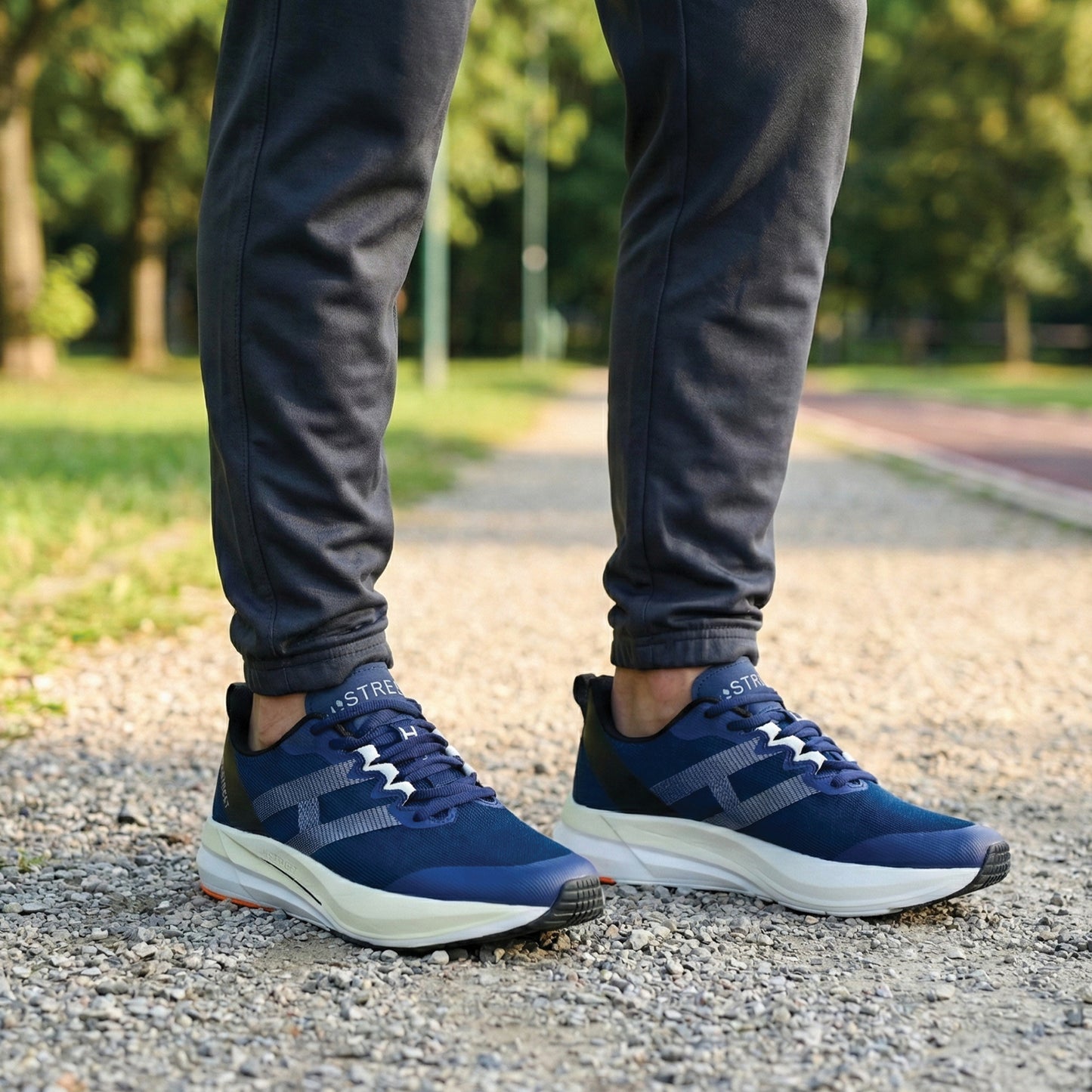 BLUE LACE UP TRAINER SHOES