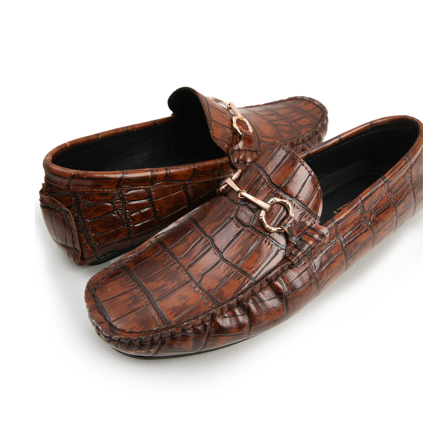 BROWN TEXTURED LEATHER SHOES