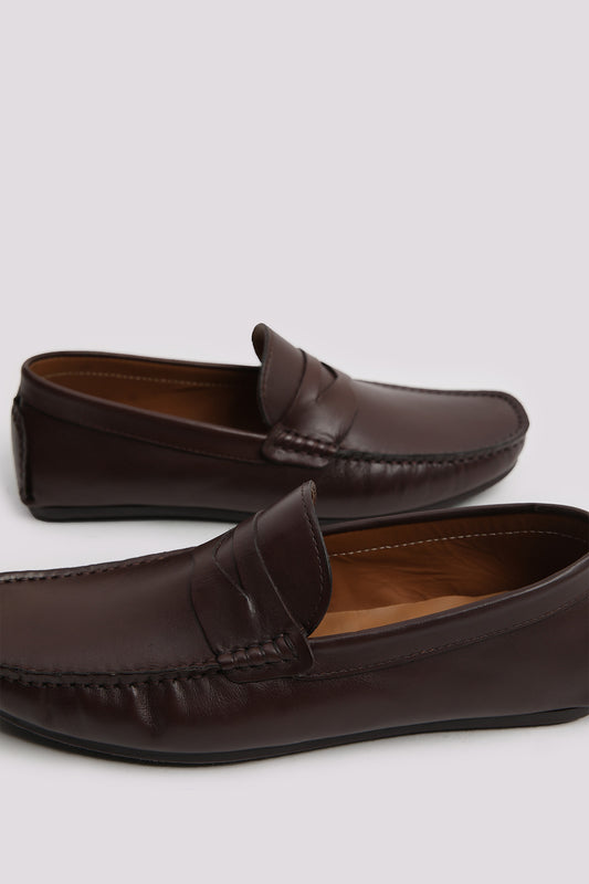 BROWN LEATHER MOCCASIN SHOES