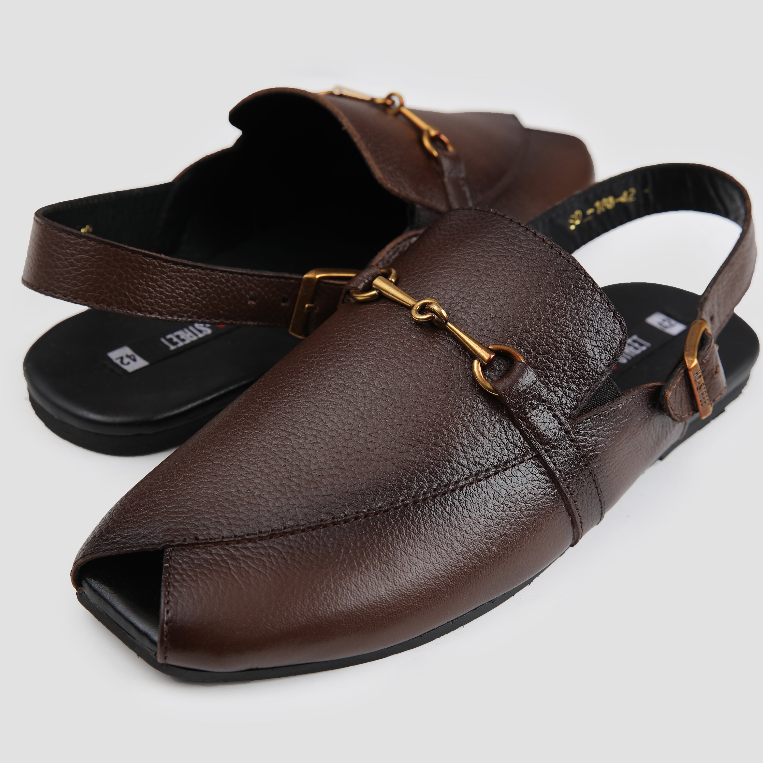 BROWN MILT LEATHER SANDAL