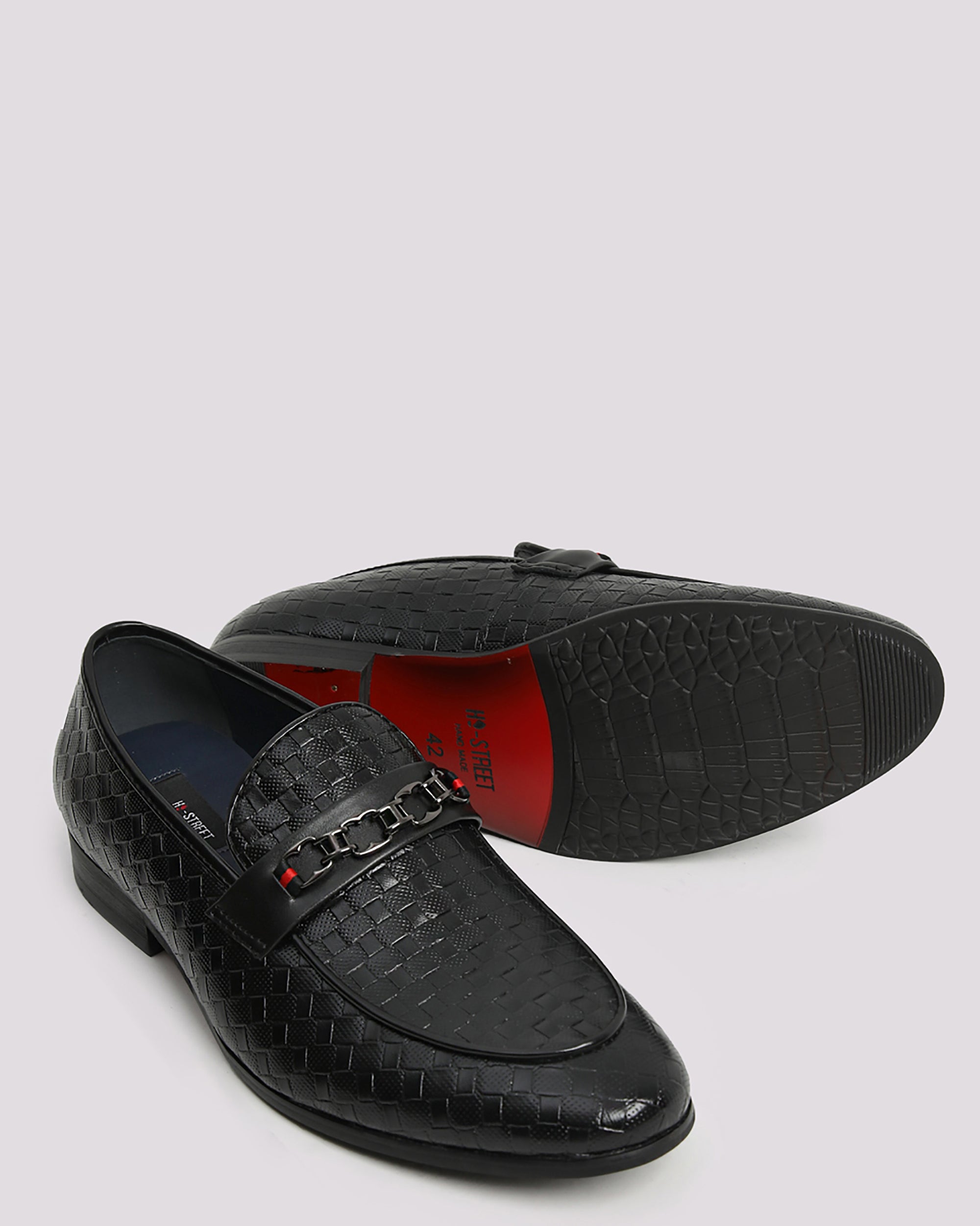 Black Embossed Leather Shoes