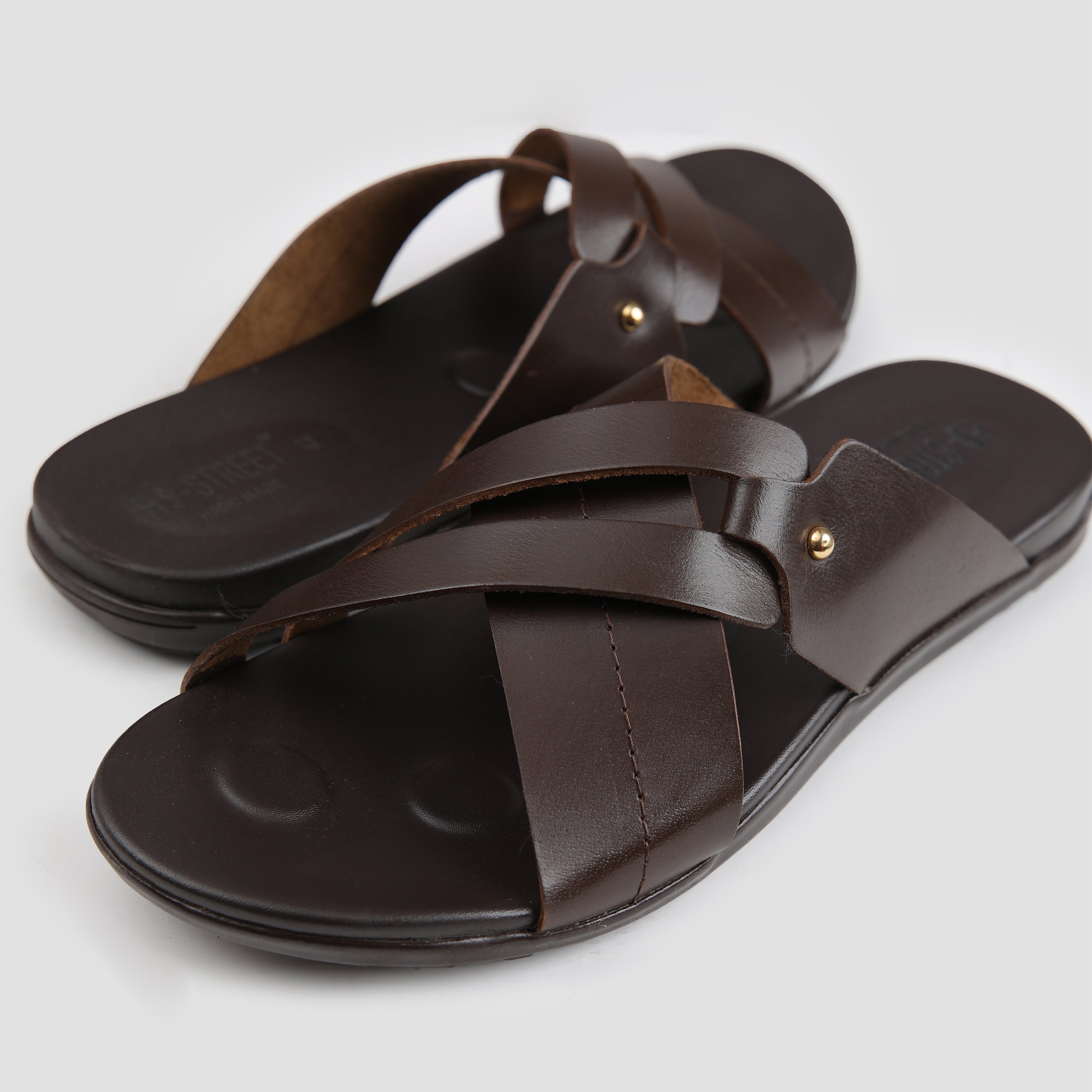 BROWN LEATHER COMFY SLIPPER