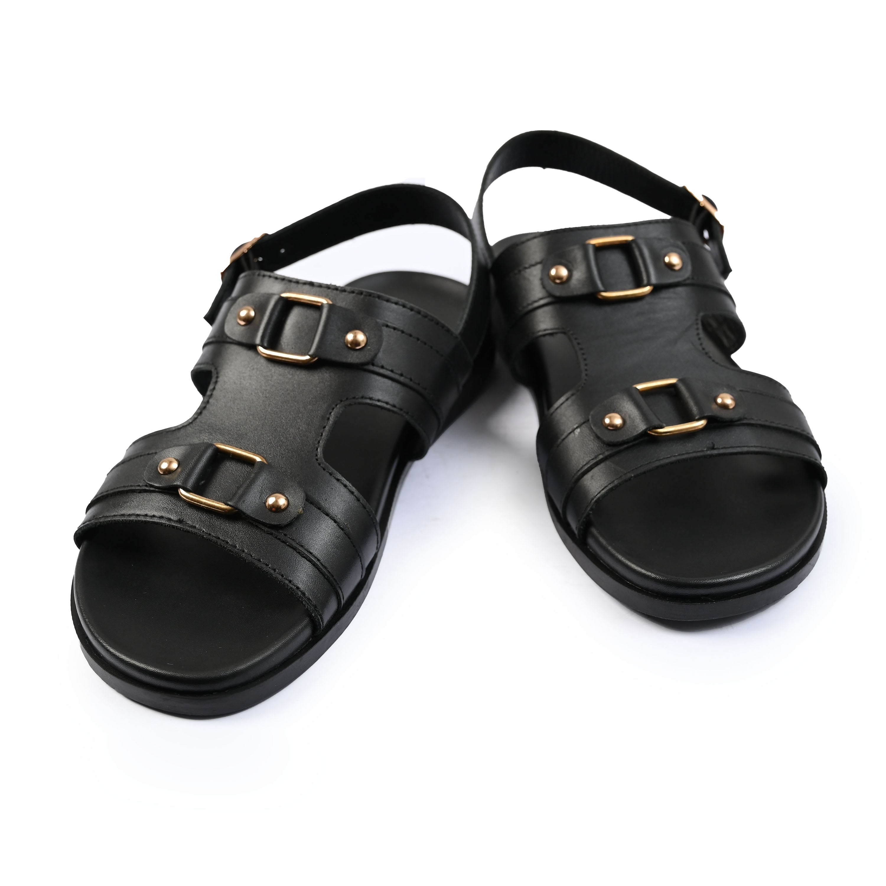 BLACK LEATHER COMFORT SANDAL