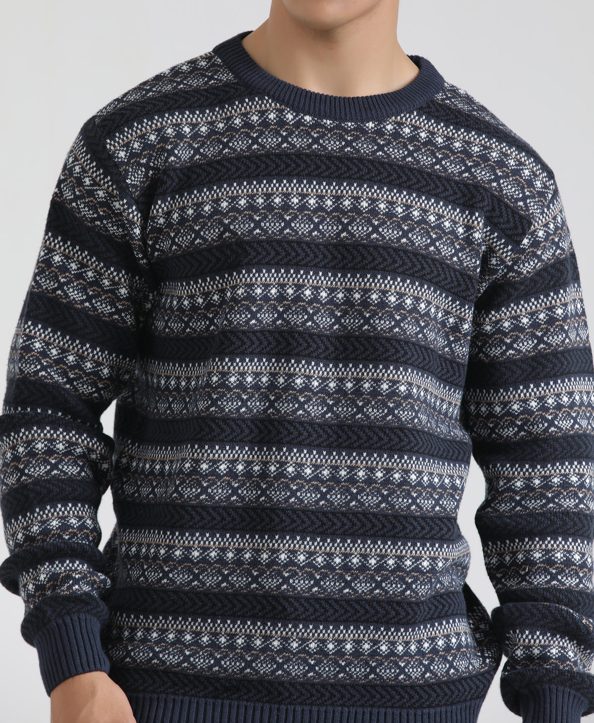 NAVY JACQUARD SWEATER