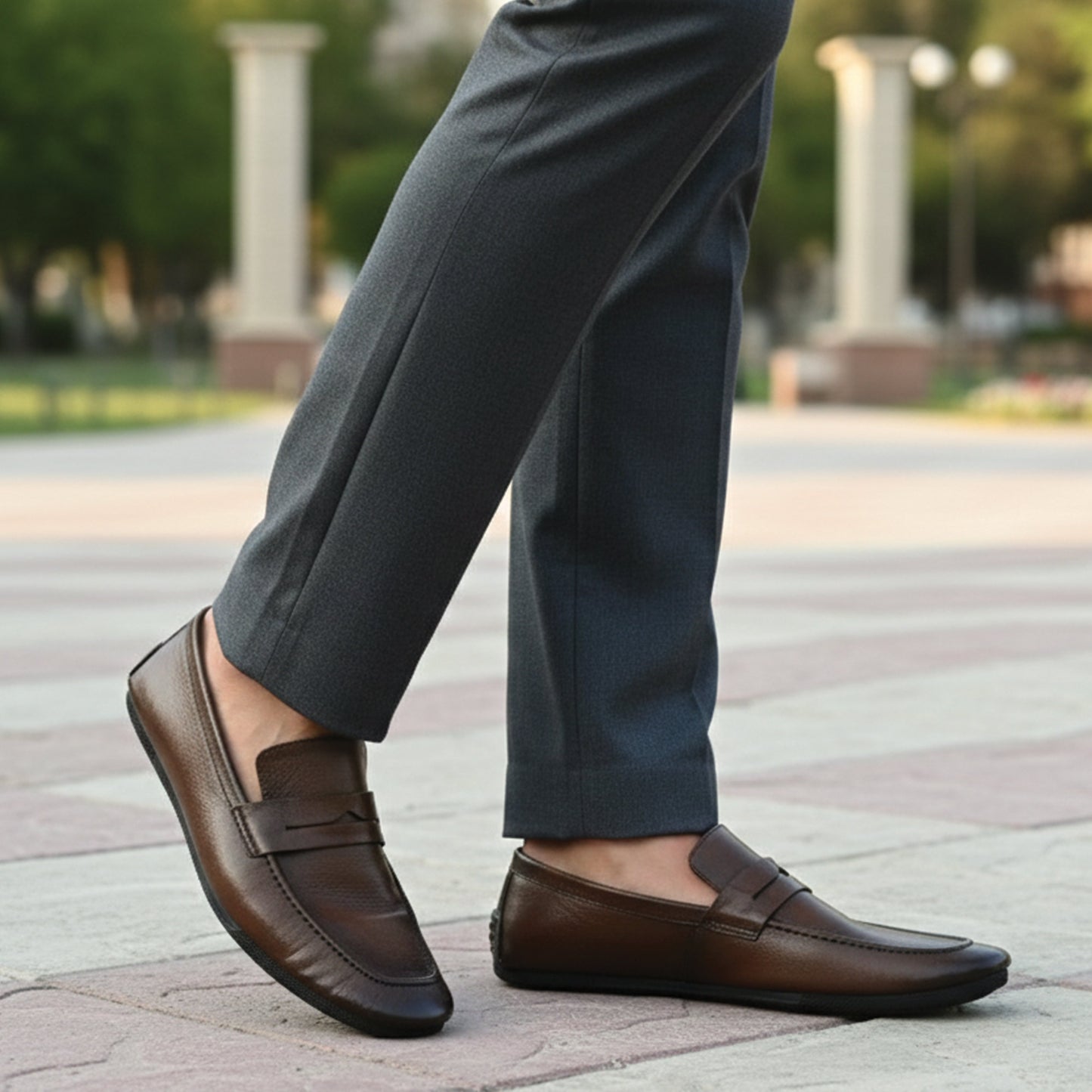 BROWN LEATHER FLEXIBLE SHOES