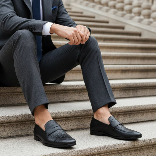 TWO TONE TEXTURED LEATHER SHOES