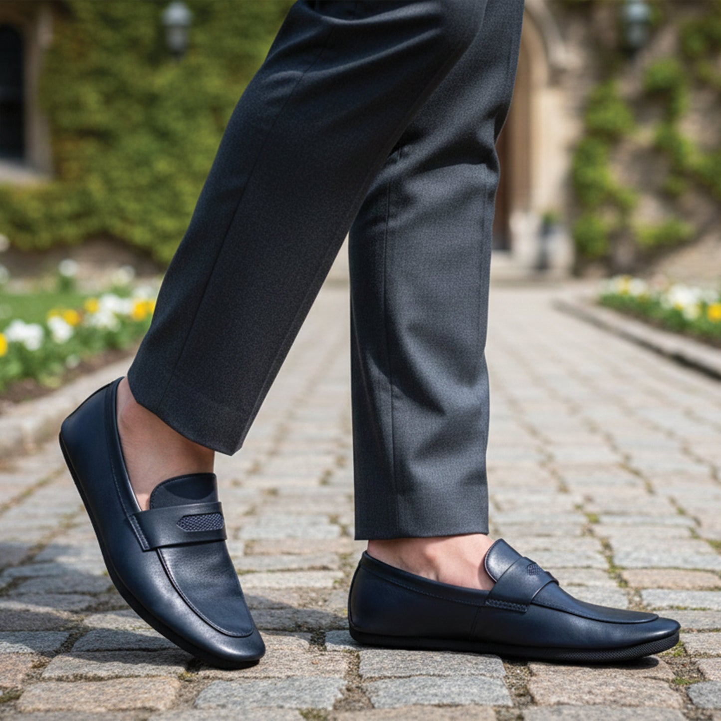 NAVY SOFT LEATHER SHOES