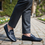 NAVY SOFT LEATHER SHOES