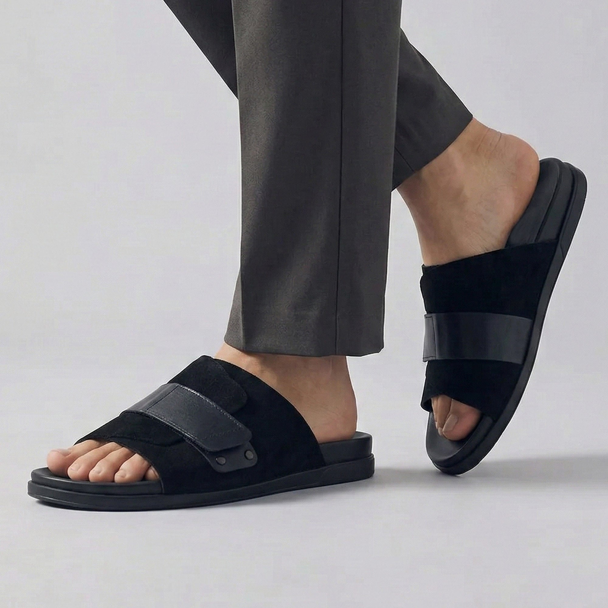 BLACK SUEDE COMFORT SLIPPER