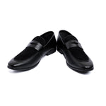 BLACK SPLIT LEATHER SHOES