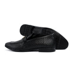 BLACK TEXTURED LEATHER SHOES