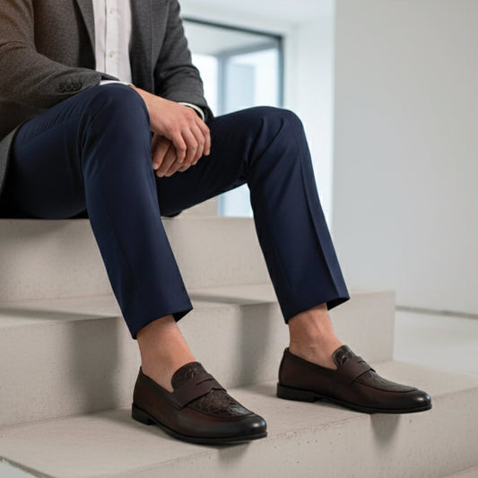 MAROON CROCO TEXTURED SHOES