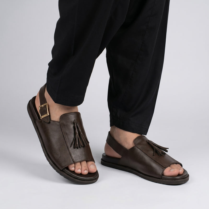 MILLED LEATHER TASSEL SANDAL