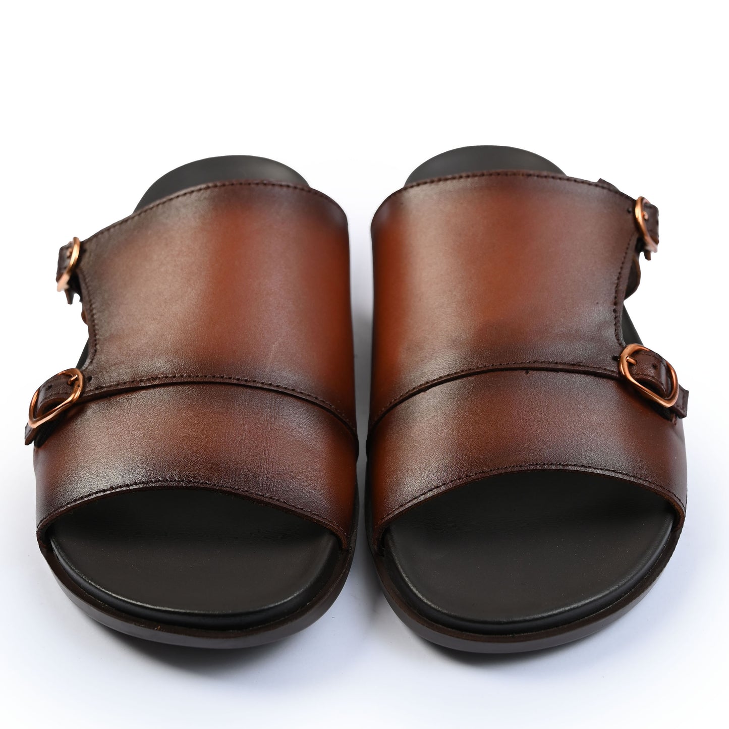 DOUBLE BUCKLE LEATHER SLIPPER