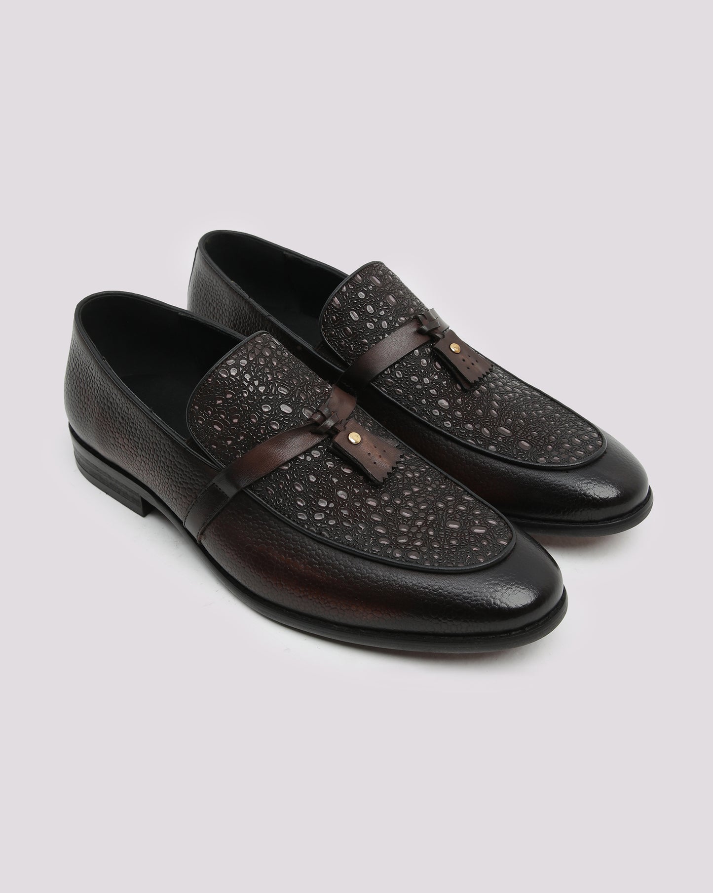 Maroon Embossed Leather Shoes