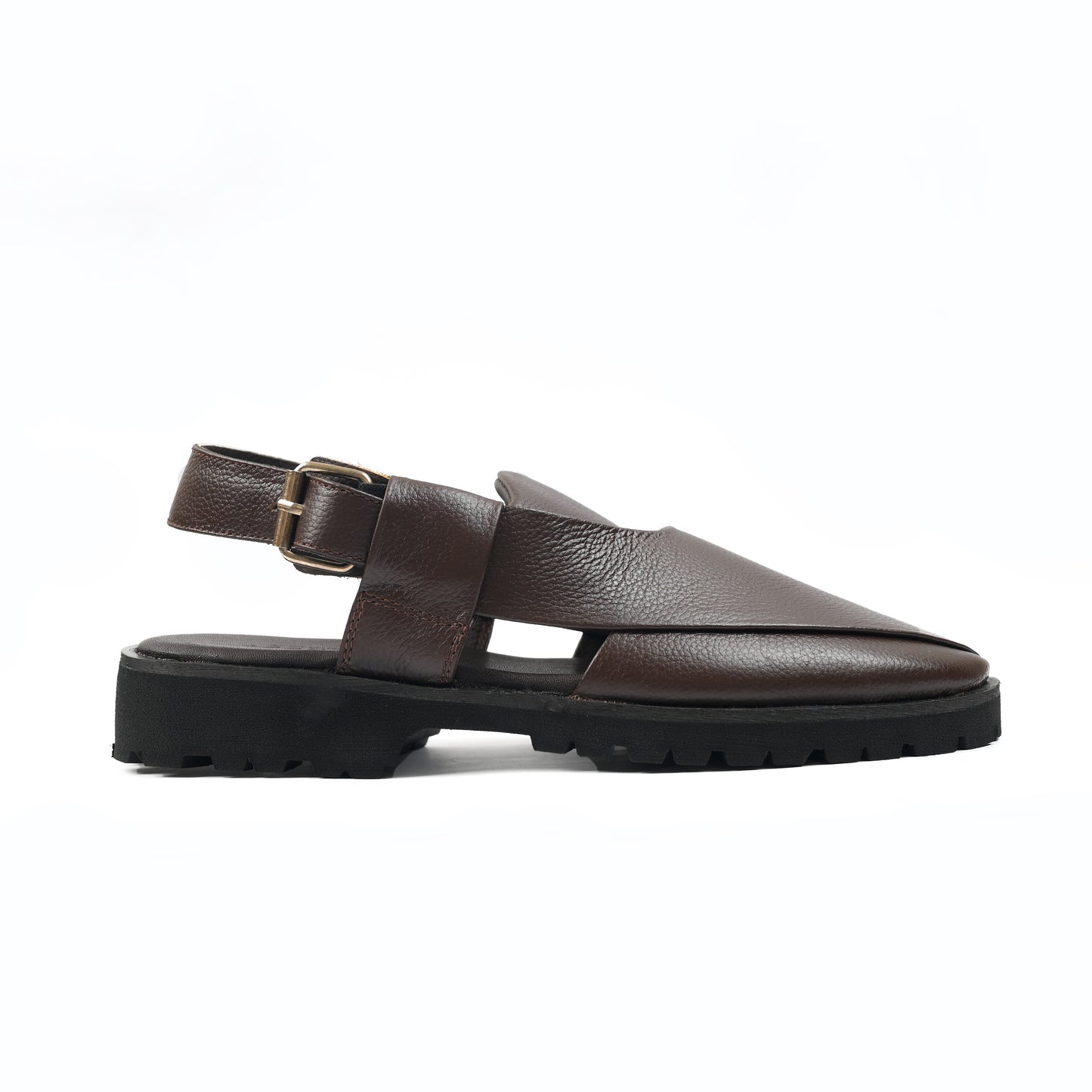 BROWN MILT LEATHER SANDAL