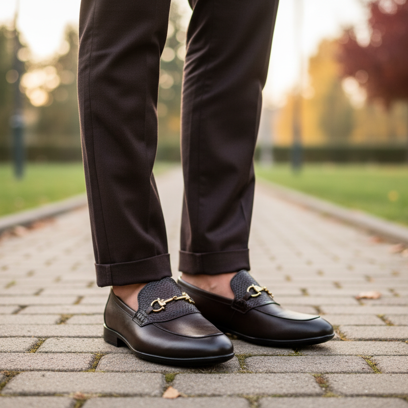 BROWN SPLIT LEATHER SHOES
