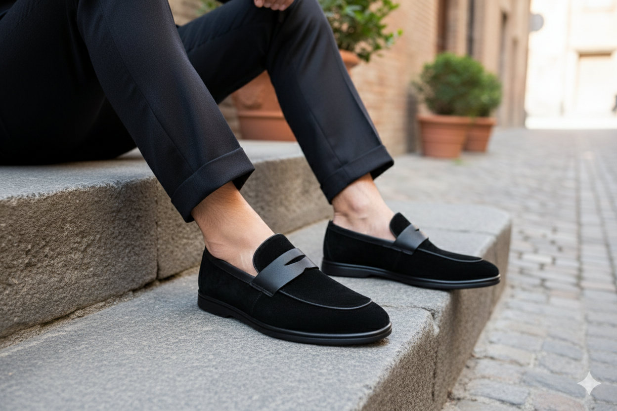 BLACK SUEDE LEATHER LOAFERS