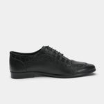 BLACK SPLIT LEATHER LACE UP SHOES