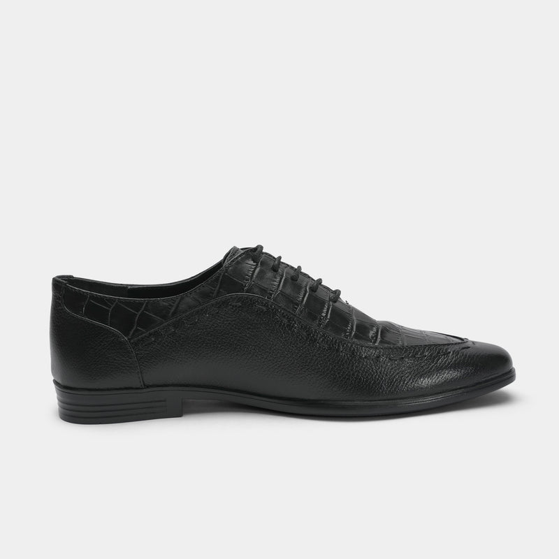 BLACK SPLIT LEATHER LACE UP SHOES