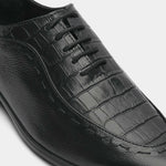 BLACK SPLIT LEATHER LACE UP SHOES