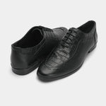 BLACK SPLIT LEATHER LACE UP SHOES