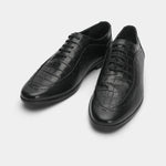 BLACK SPLIT LEATHER LACE UP SHOES
