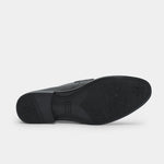 BLACK TEXTURED LEATHER PENNY LOAFERS