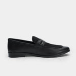 BLACK TEXTURED LEATHER PENNY LOAFERS
