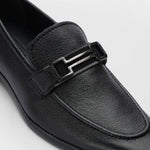 BLACK TEXTURED LEATHER SHOES