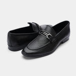 BLACK TEXTURED LEATHER SHOES