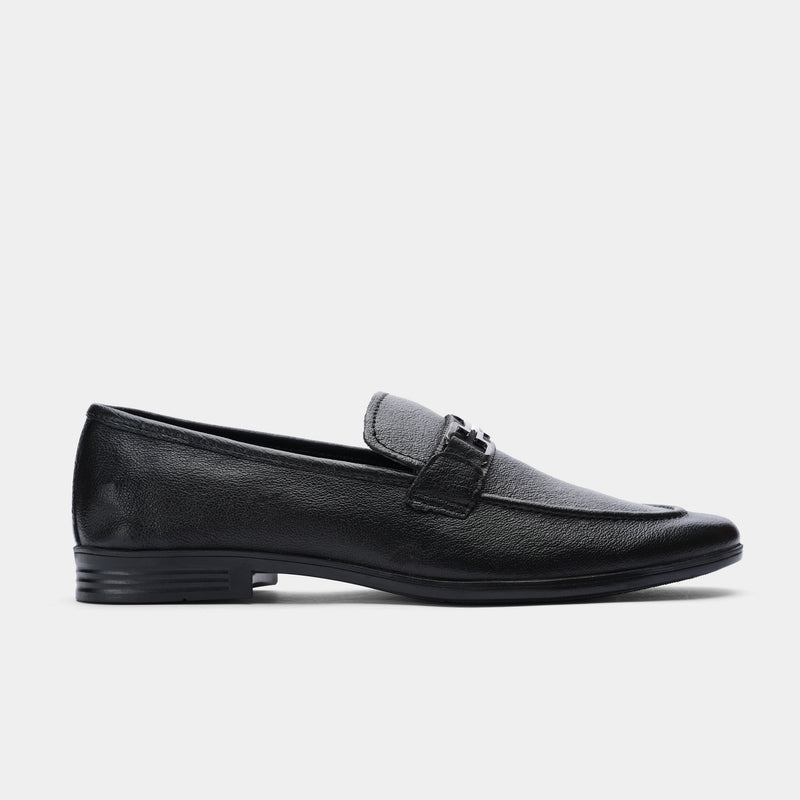 BLACK TEXTURED LEATHER SHOES