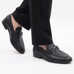 BLACK TEXTURED LEATHER SHOES