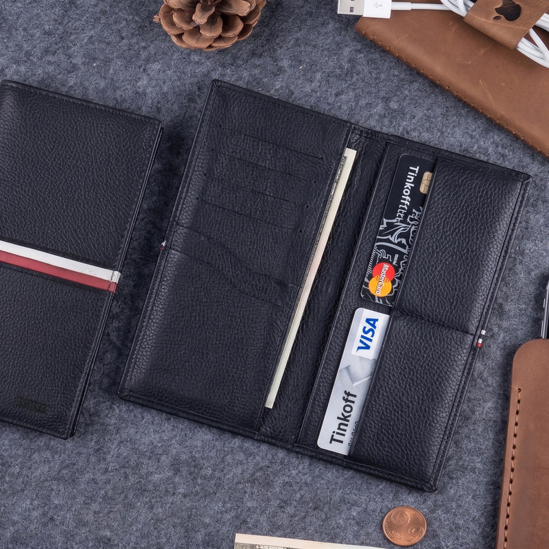 BLACK LEATHER LONG WALLET