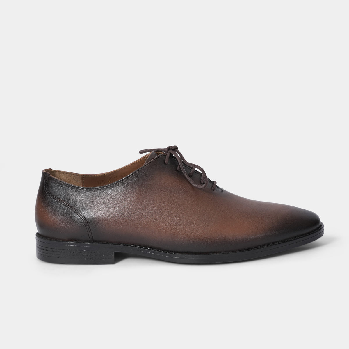 BROWN PLAIN LEATHER LACE-UP SHOES