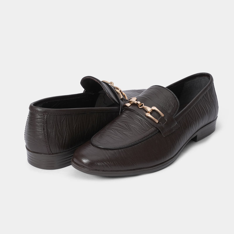 BROWN TEXTURED LEATHER SHOES